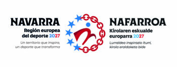 LOGOTIPO NAVARRA REGION EUROPEA DEPORTE BI CON CLAIM COLOR
